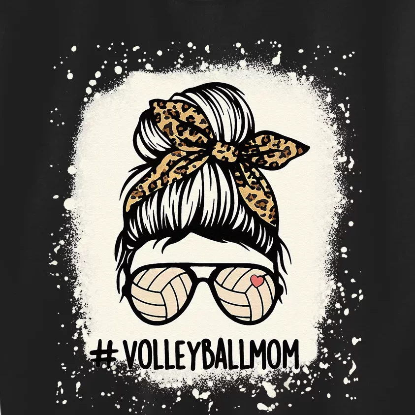 Volleyball Mom Volleyball Lover Mom Messy Bun Bleached Kids Sweatshirt