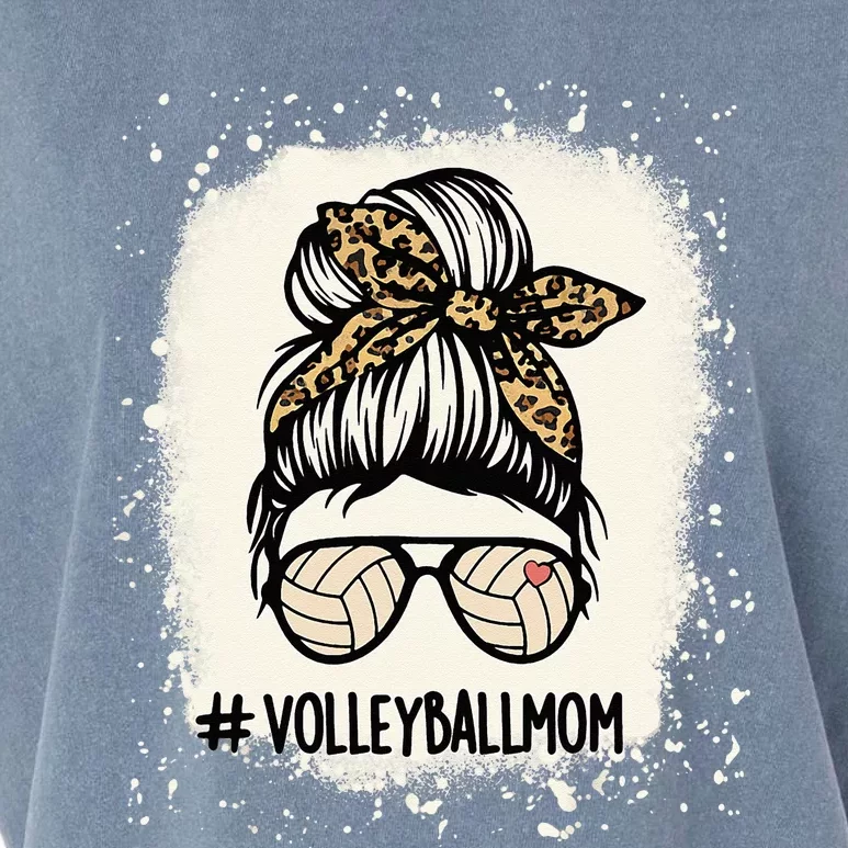 Volleyball Mom Volleyball Lover Mom Messy Bun Bleached Garment-Dyed Women's Muscle Tee