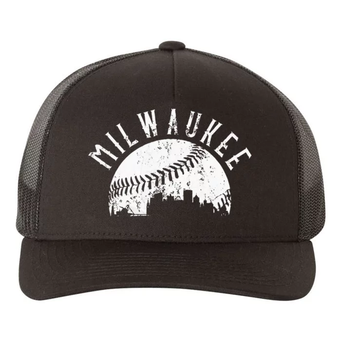 Vintage Milwaukee Wisconsin Skyline Apparel Yupoong Adult 5-Panel Trucker Hat