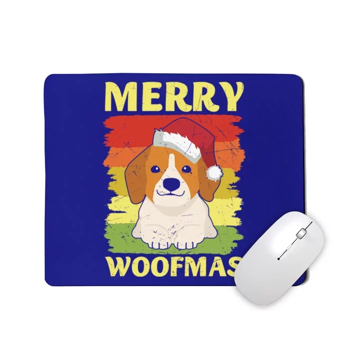 Vintage Merry Woofmas Christmas Family Golden Retriever Xmas Gift Mousepad