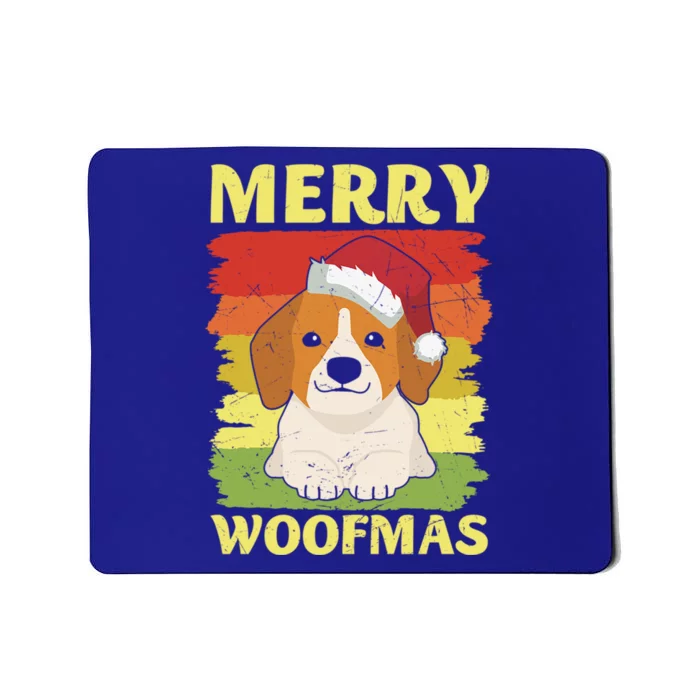 Vintage Merry Woofmas Christmas Family Golden Retriever Xmas Gift Mousepad