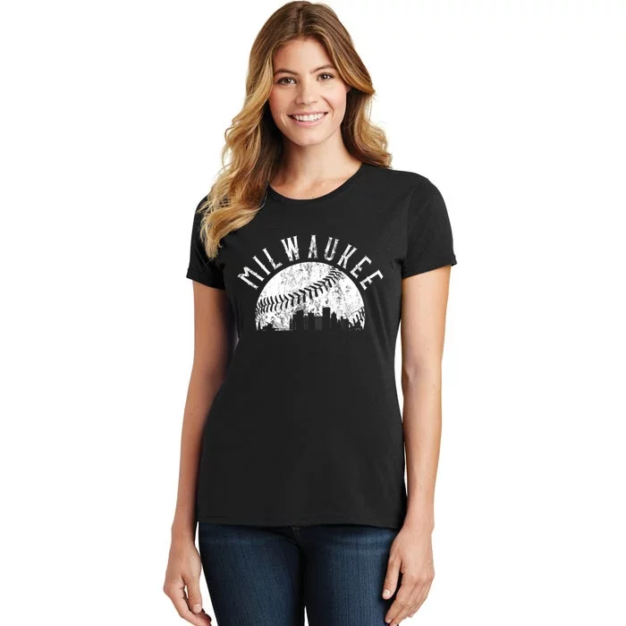 Vintage Milwaukee Wisconsin Skyline Apparel Women's T-Shirt