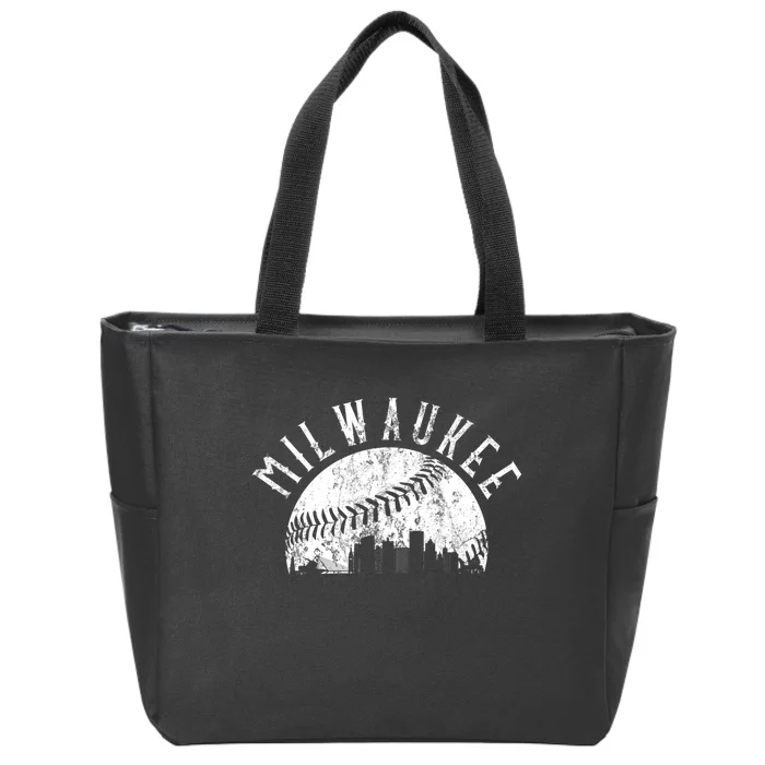 Vintage Milwaukee Wisconsin Skyline Apparel Zip Tote Bag