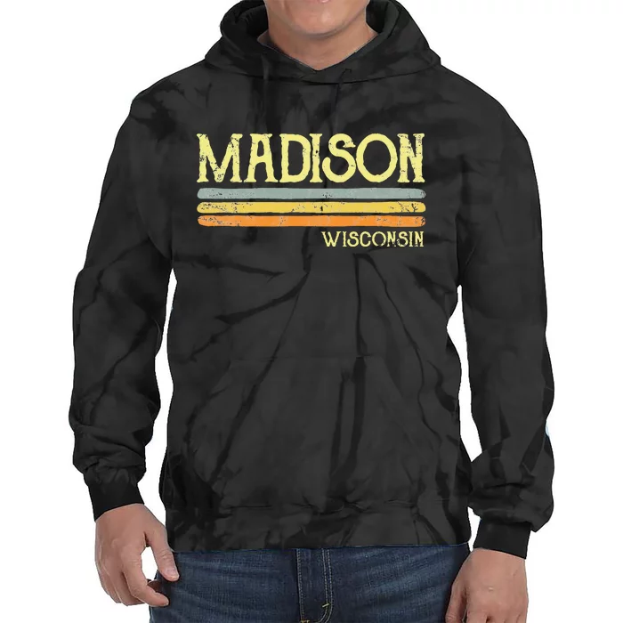 Vintage Madison Wisconsin Wi Love Gift Souvenir Tie Dye Hoodie