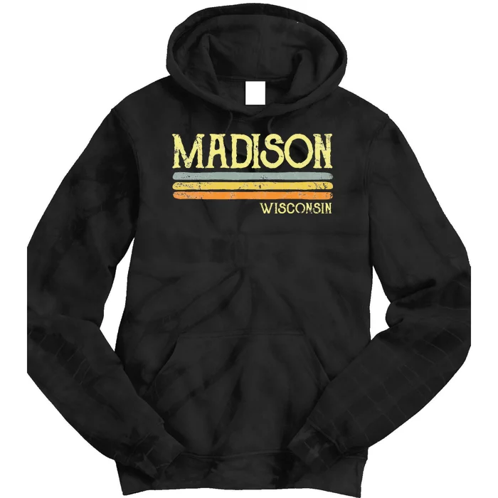 Vintage Madison Wisconsin Wi Love Gift Souvenir Tie Dye Hoodie