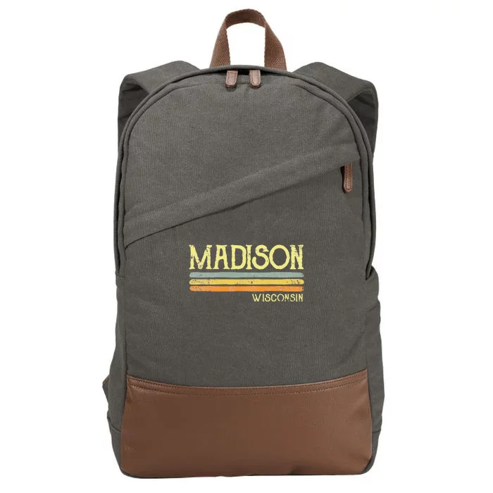 Vintage Madison Wisconsin Wi Love Gift Souvenir Cotton Canvas Backpack