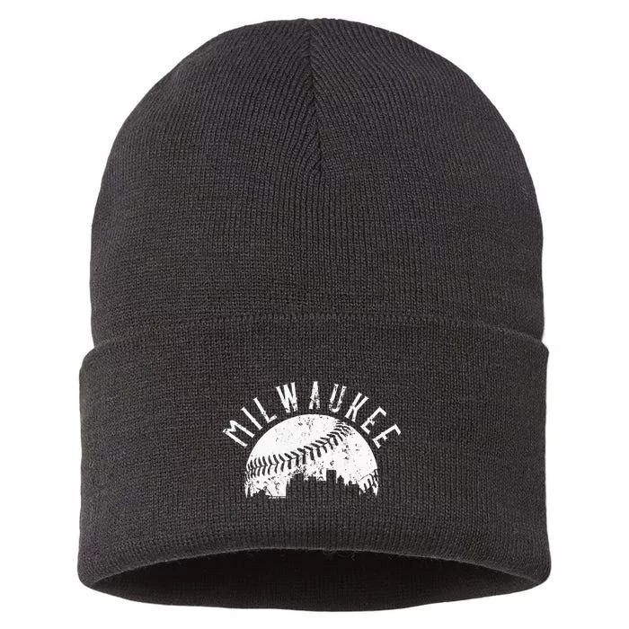 Vintage Milwaukee Wisconsin Skyline Apparel Sustainable Knit Beanie