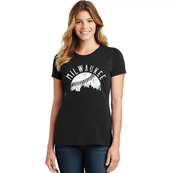 Vintage Milwaukee Wisconsin Skyline Apparel Women's T-Shirt