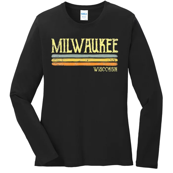 Vintage Milwaukee Wisconsin Wi Love Souvenir Ladies Long Sleeve Shirt