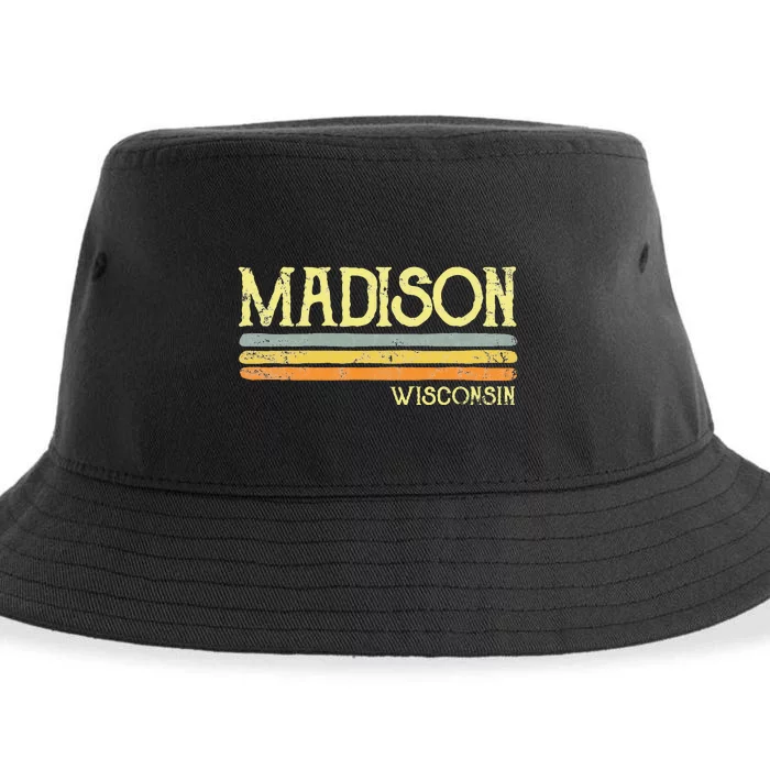 Vintage Madison Wisconsin Wi Love Gift Souvenir Sustainable Bucket Hat