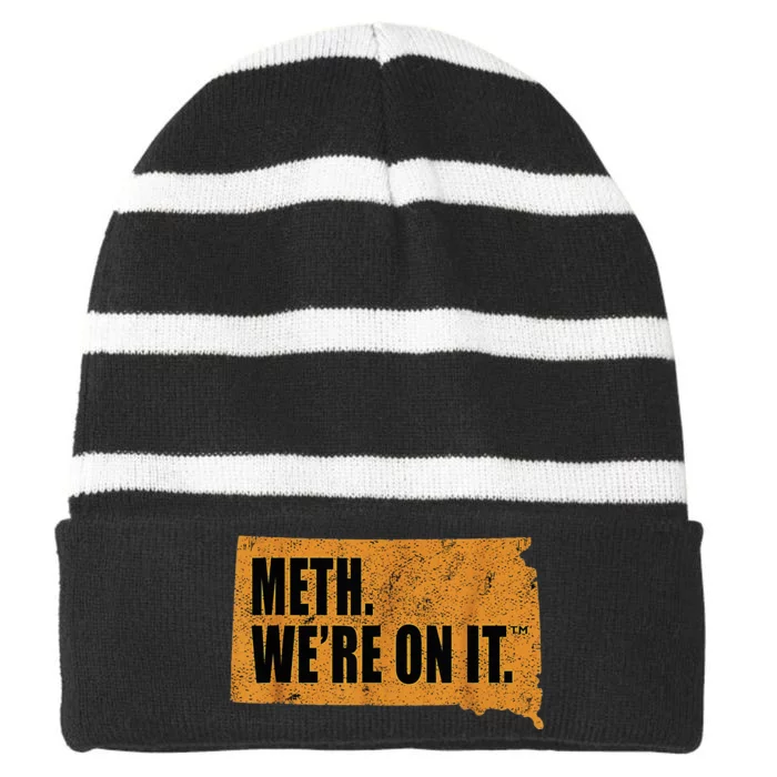 Vintage Meth WeRe On It South Dakota Anti Drugs Campaign Striped Beanie with Solid Band