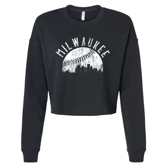 Vintage Milwaukee Wisconsin Skyline Apparel Cropped Pullover Crew