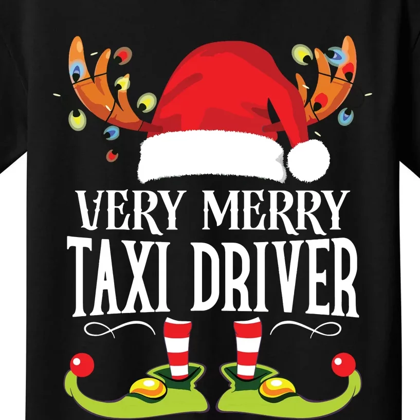 Very Merry Xmas Taxi Driver Matching Christmas Kids T-Shirt