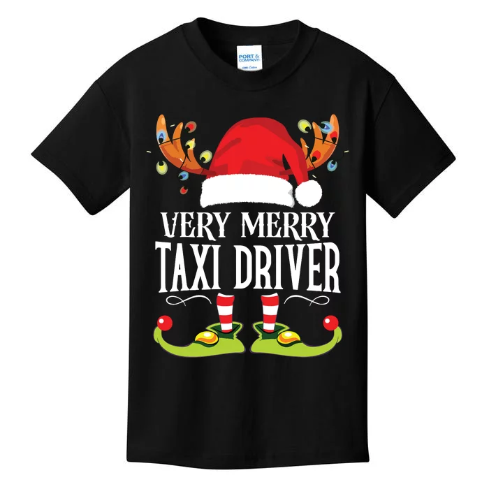 Very Merry Xmas Taxi Driver Matching Christmas Kids T-Shirt