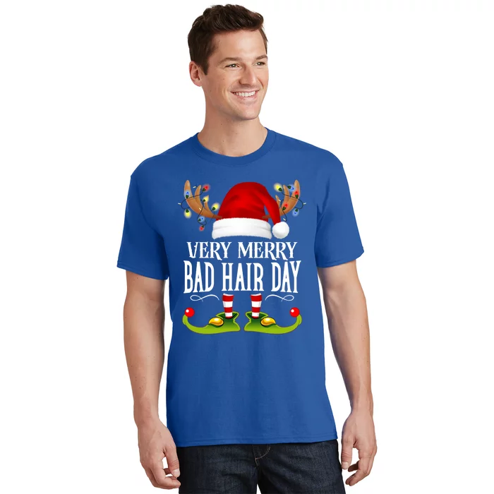 Very Merry Xmas Bad Hair Day Matching Christmas Cute Gift T-Shirt