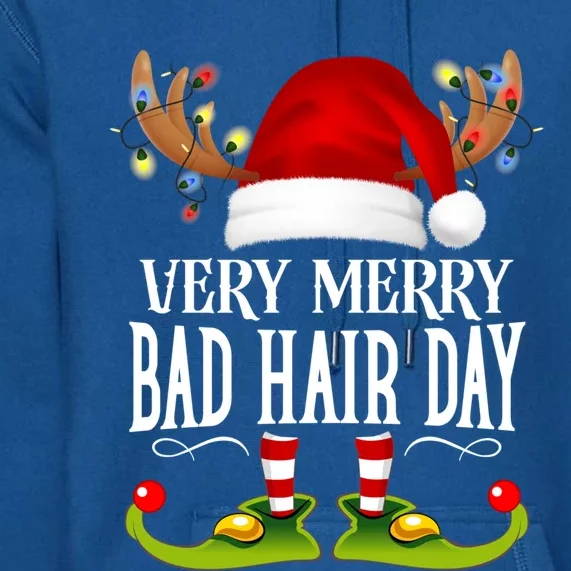 Very Merry Xmas Bad Hair Day Matching Christmas Cute Gift Premium Hoodie