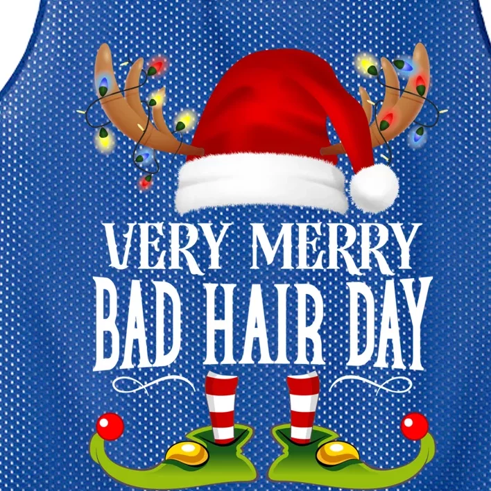 Very Merry Xmas Bad Hair Day Matching Christmas Cute Gift Mesh Reversible Basketball Jersey Tank