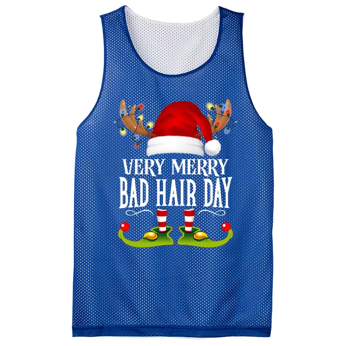 Very Merry Xmas Bad Hair Day Matching Christmas Cute Gift Mesh Reversible Basketball Jersey Tank