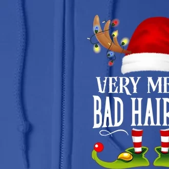 Very Merry Xmas Bad Hair Day Matching Christmas Cute Gift Full Zip Hoodie