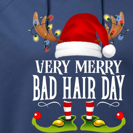 Very Merry Xmas Bad Hair Day Matching Christmas Cute Gift Performance Fleece Hoodie