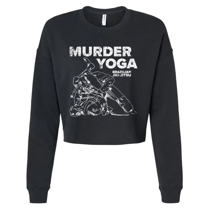 Vintage Murder Yoga Funny Jiu Jitsu Wrestling Distressed Cropped Pullover Crew