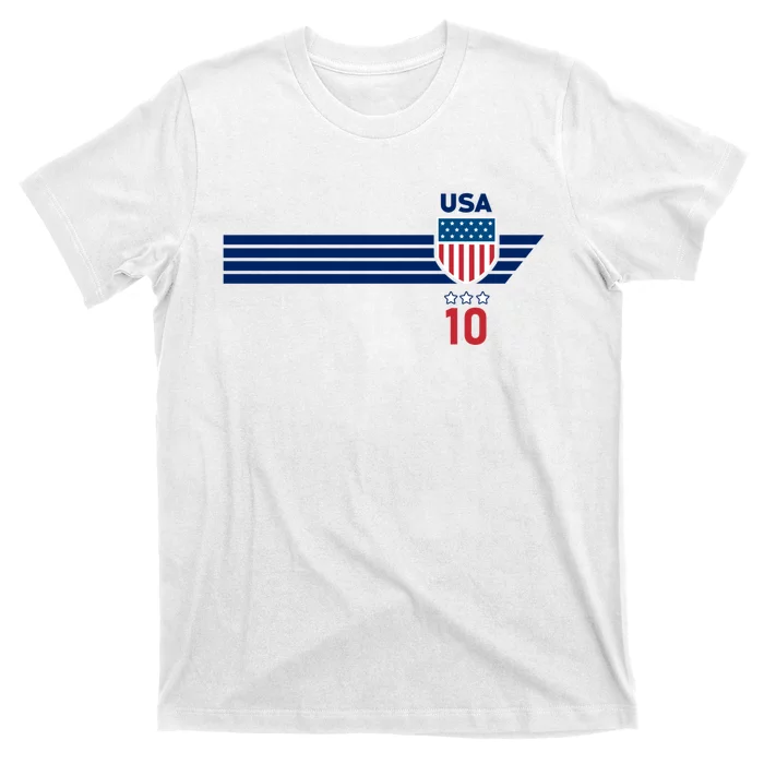 Vintage Number 10 USA Soccer American Flag Football Jersey T-Shirt