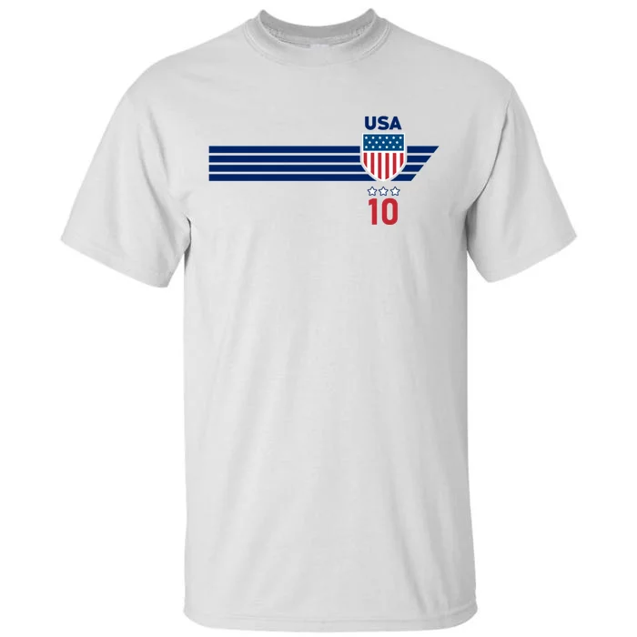 Vintage Number 10 USA Soccer American Flag Football Jersey Tall T-Shirt