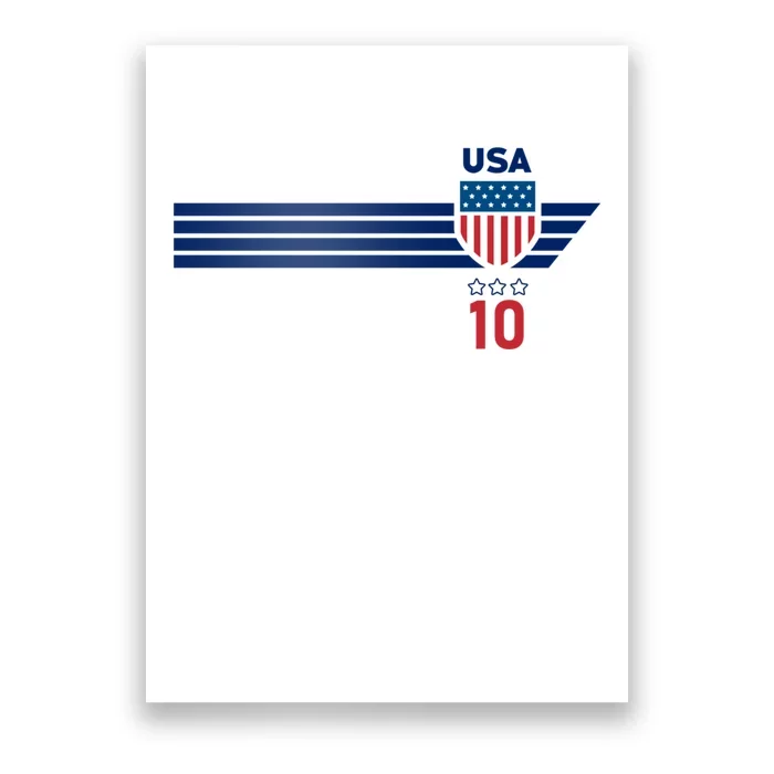 Vintage Number 10 USA Soccer American Flag Football Jersey Poster