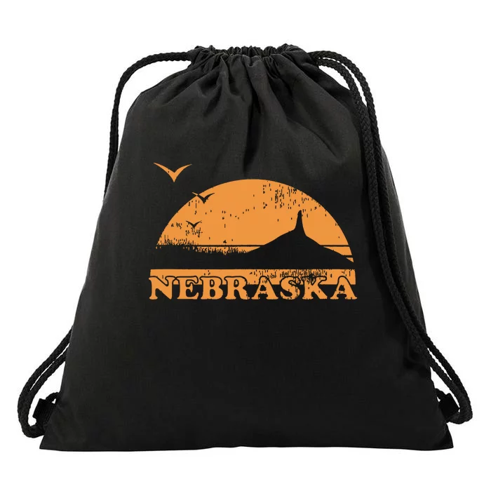 Vintage Nebraska 70s 80s Sunrise Ne Distressed Drawstring Bag