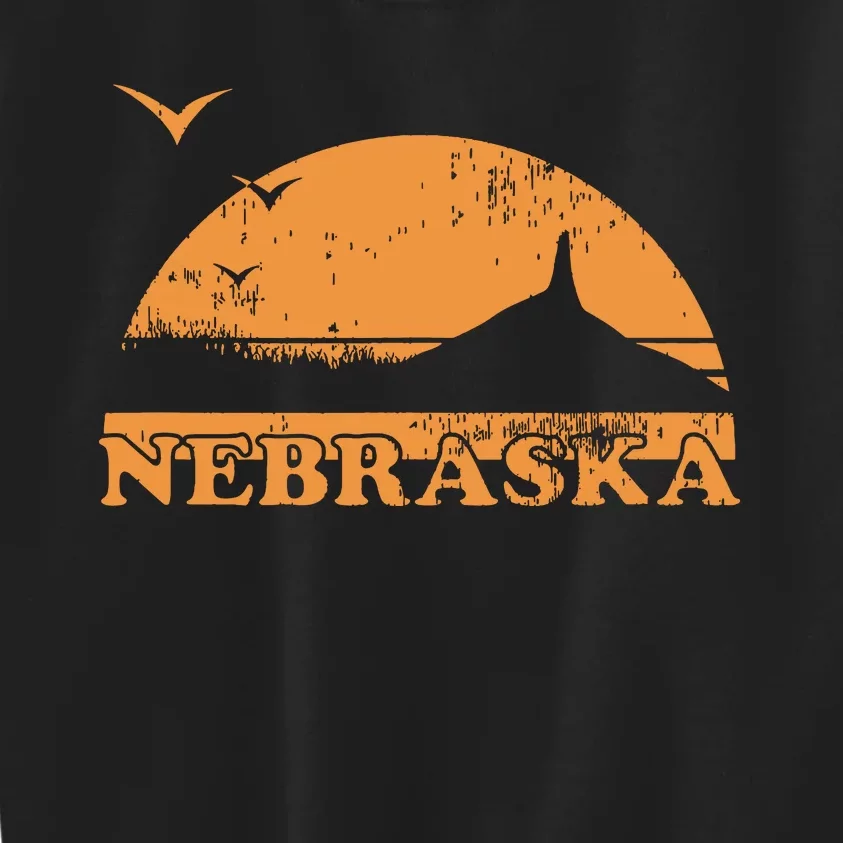 Vintage Nebraska 70s 80s Sunrise Ne Distressed Kids Sweatshirt