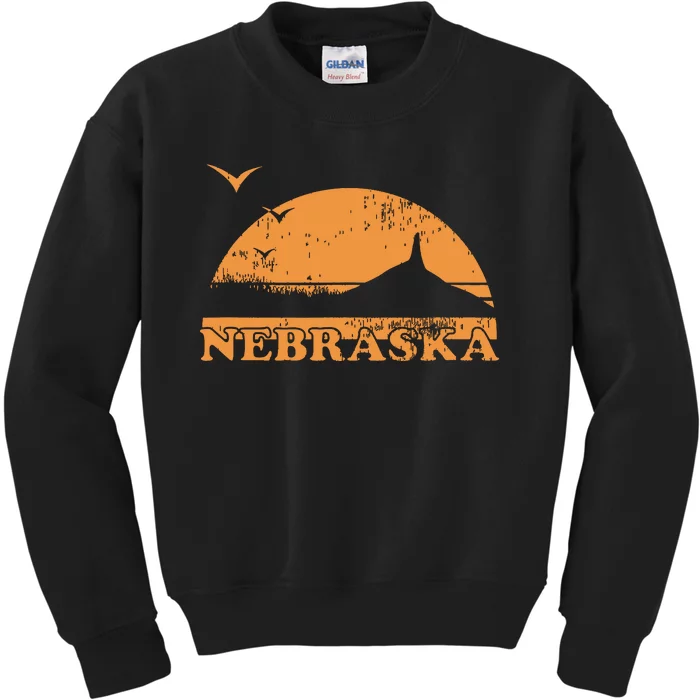 Vintage Nebraska 70s 80s Sunrise Ne Distressed Kids Sweatshirt