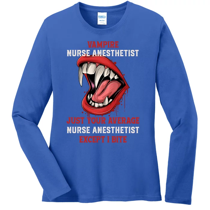 Vampire Nurse Anesthetist Halloween Crna Scary Gift Ladies Long Sleeve Shirt