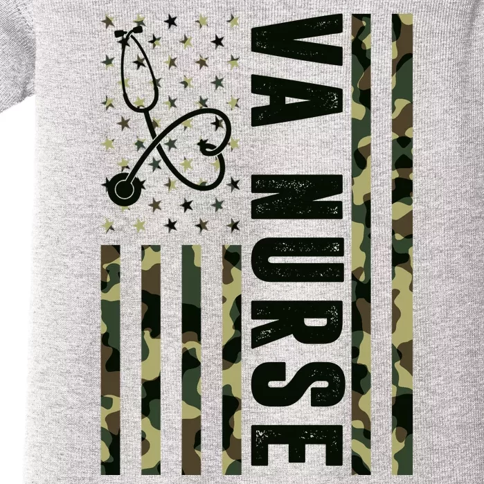 VA Nurse Army USA Flag Baby Bodysuit