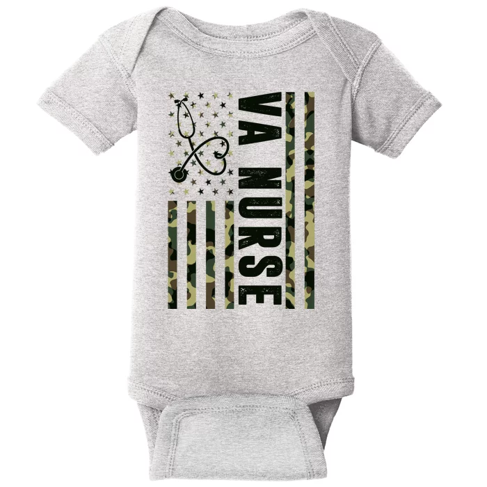 VA Nurse Army USA Flag Baby Bodysuit