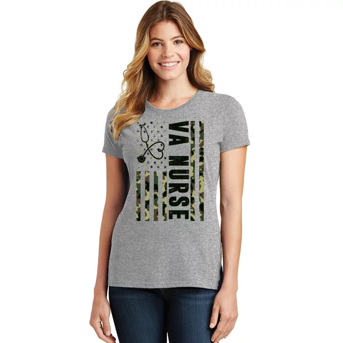 VA Nurse Army USA Flag Women's T-Shirt