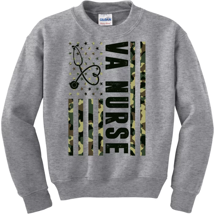 VA Nurse Army USA Flag Kids Sweatshirt