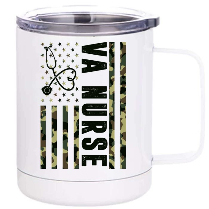 VA Nurse Army USA Flag Front & Back 12oz Stainless Steel Tumbler Cup