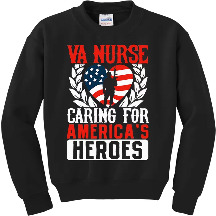 Va Nurse Americas Heros Merica US Flag Patriot Veterans Day Kids Sweatshirt