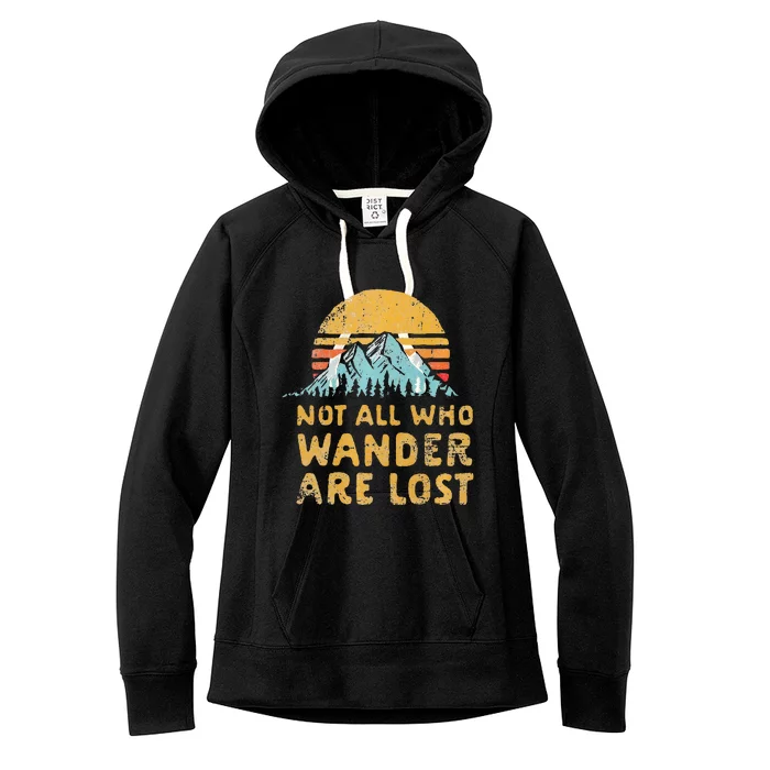 Vintage Not All Who Wander Are Lost Simple Mountains Women's Fleece Hoodie