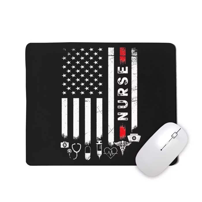 Vintage Nursing American Flag USA Patriotic Nurse Mousepad