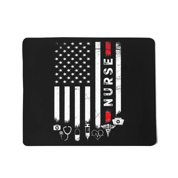 Vintage Nursing American Flag USA Patriotic Nurse Mousepad