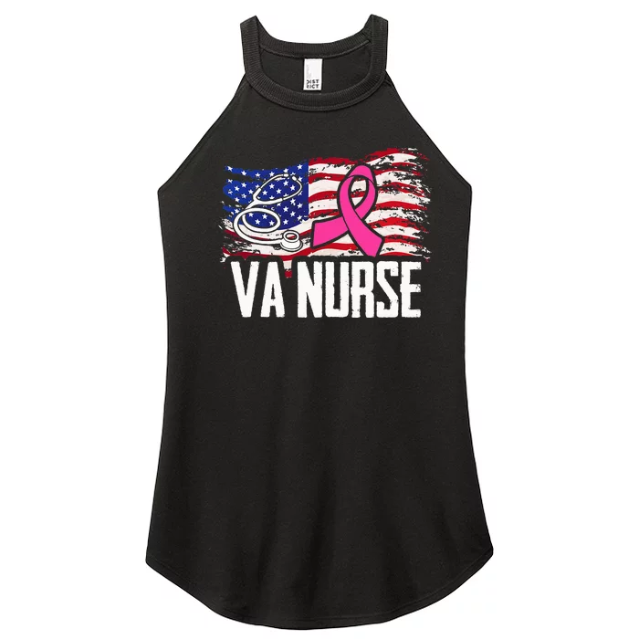 VA Nurse American Flag Breast Cancer Awareness Cool Nursing Women’s Perfect Tri Rocker Tank