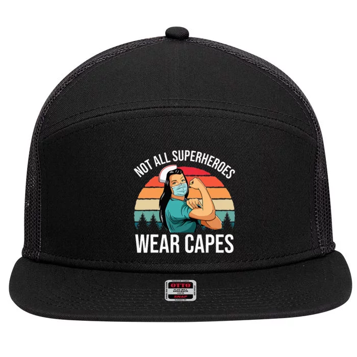 Vintage Not All Superheroes Wear Capes Funny Nurse 7 Panel Mesh Trucker Snapback Hat