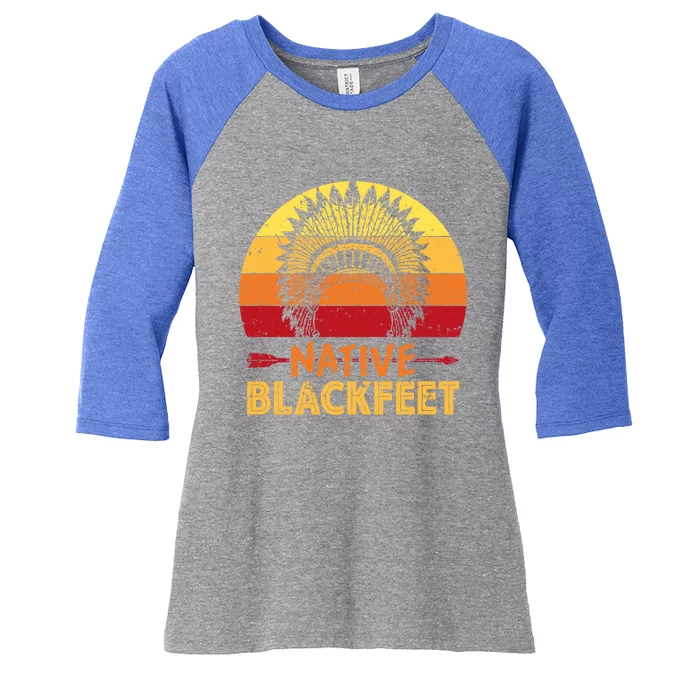 Vintage Native Blackfeet Native Pride American Indian Tribe Meaningful Gift Women's Tri-Blend 3/4-Sleeve Raglan Shirt