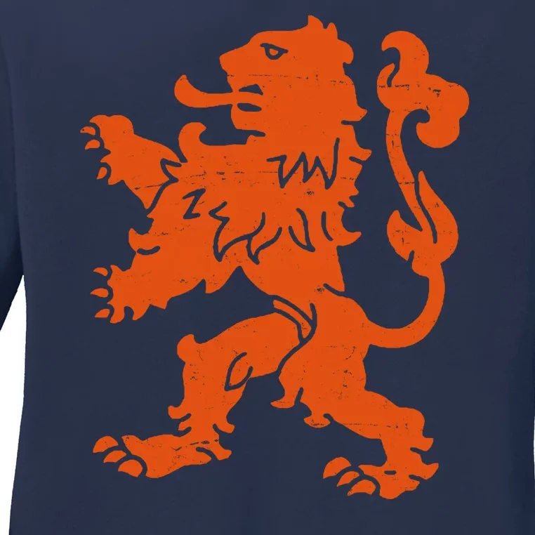 Vintage Netherlands Crest Logo Ladies Long Sleeve Shirt