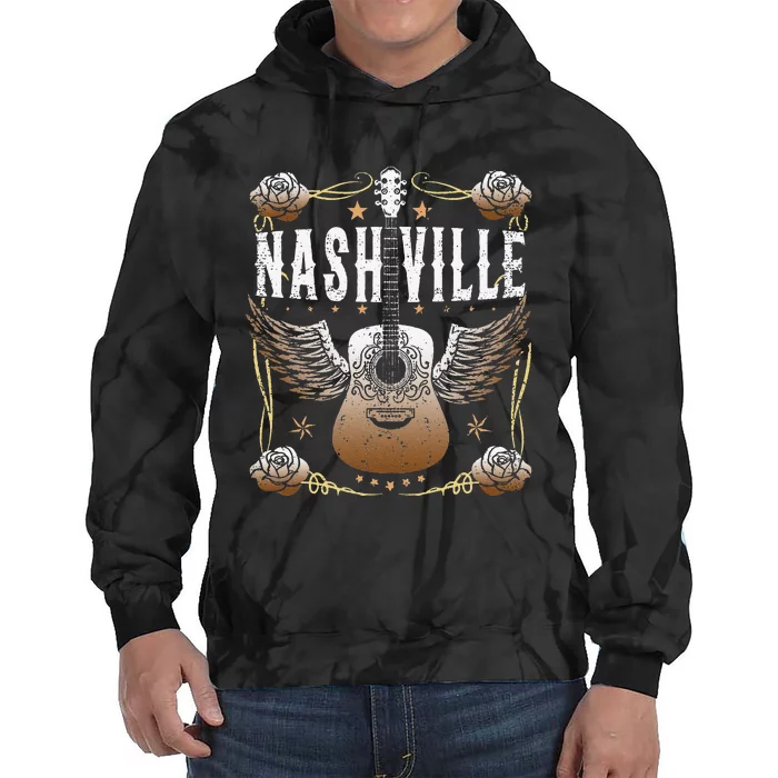 Vintage Nashville Country Music City Guitar Player Tie Dye Hoodie