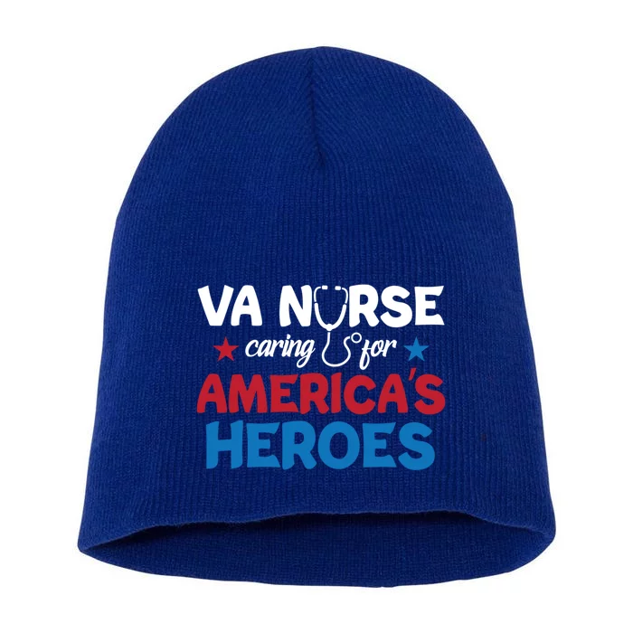 Va Nurse Caring Merica's Heroes Veteran Care Usa Flag Gift Short Acrylic Beanie