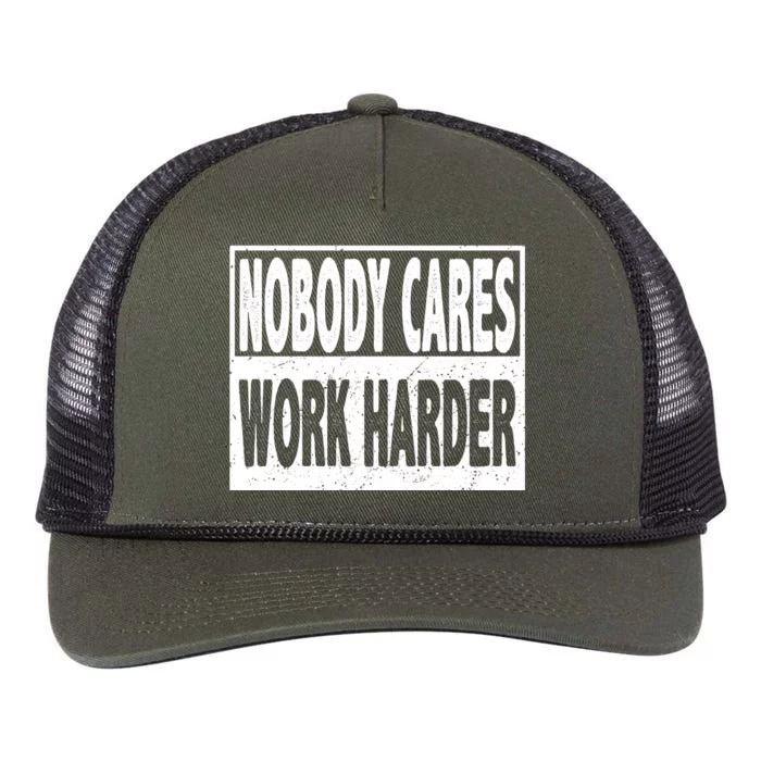 Vintage Nobody Cares Work Harder Motivational Quote Retro Rope Trucker Hat Cap