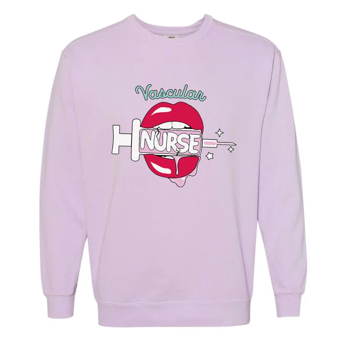 Vascular Nurse Cute Rn Cardiovascular Nursing Hot Lips Nurse Garment-Dyed Sweatshirt