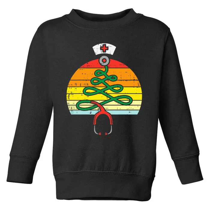 Vintage Nurse Christmas Tree Holiday Gift Toddler Sweatshirt